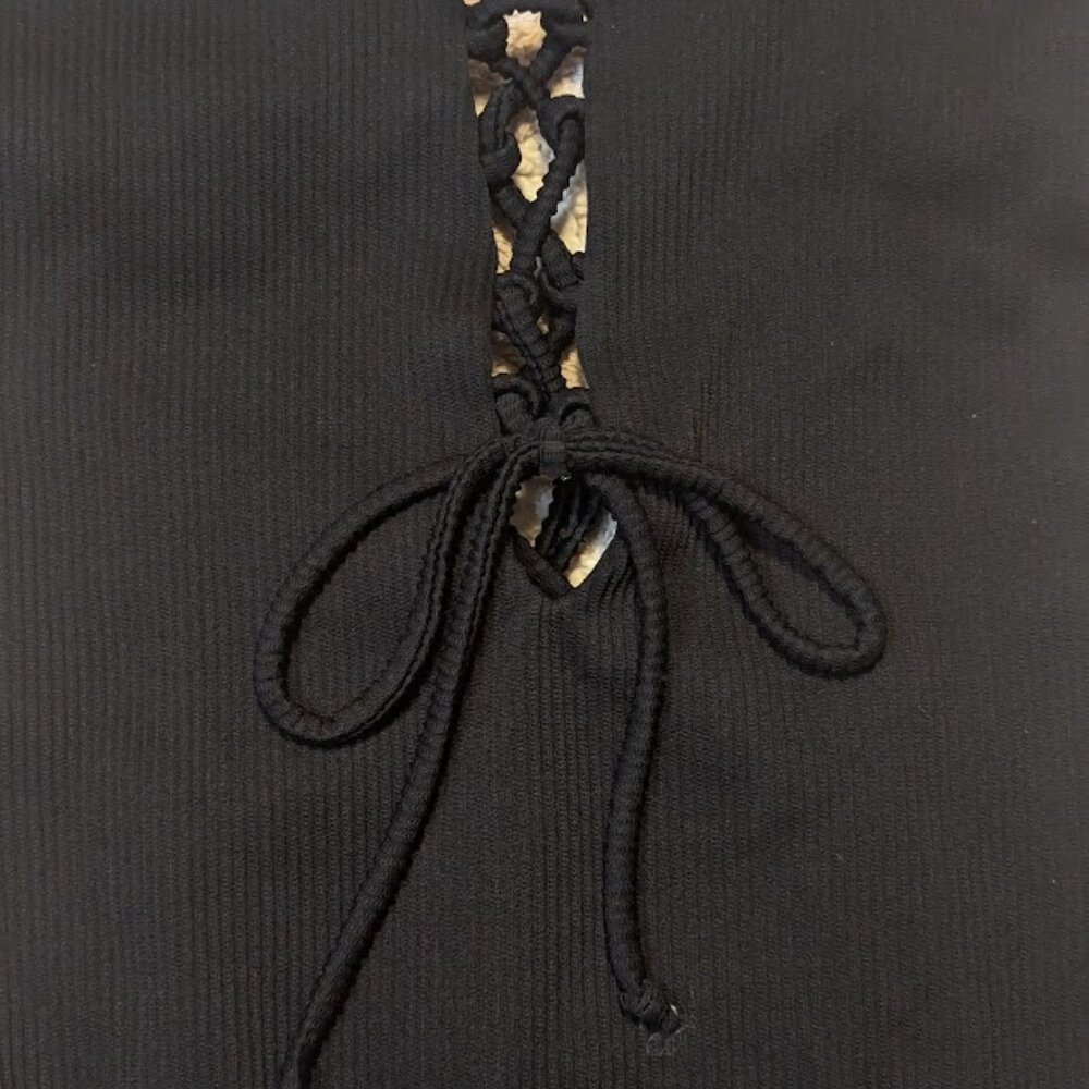 Women's Solid Color V Neck Lace Up One Piece Swimsuit Size M - Picture 5 of 7